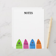 Cute colourful fish Letterhead personal stationery