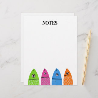 Cute colourful fish Letterhead personal stationery