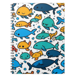 Cute Colourful Fish Pattern Notebook