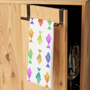 Cute colourful fish pattern  tea towel