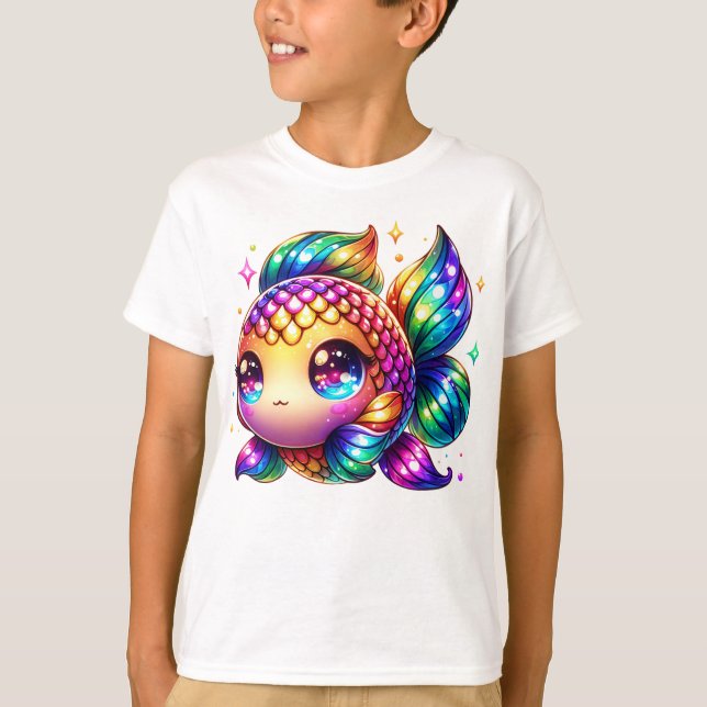 Cute Colourful Fish with Playful Rainbow Accents  T-Shirt (Front)