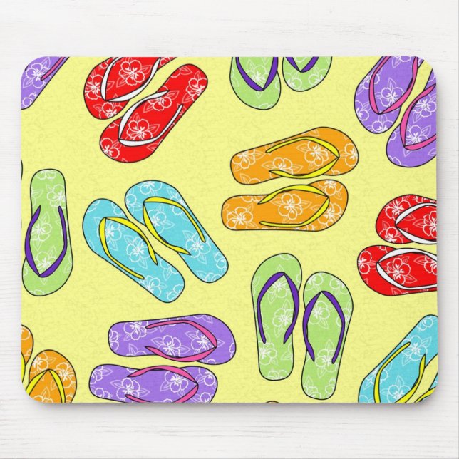 Cute Colourful Flip Flops Print - Yellow Mouse Pad (Front)