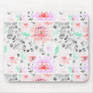 Cute colourful floral aztec mouse pad