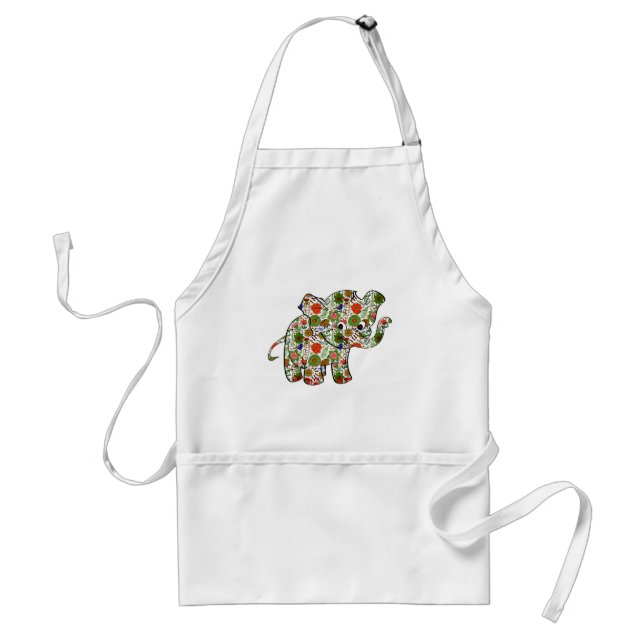 Cute Colourful Floral Baby Elephant Standard Apron (Front)