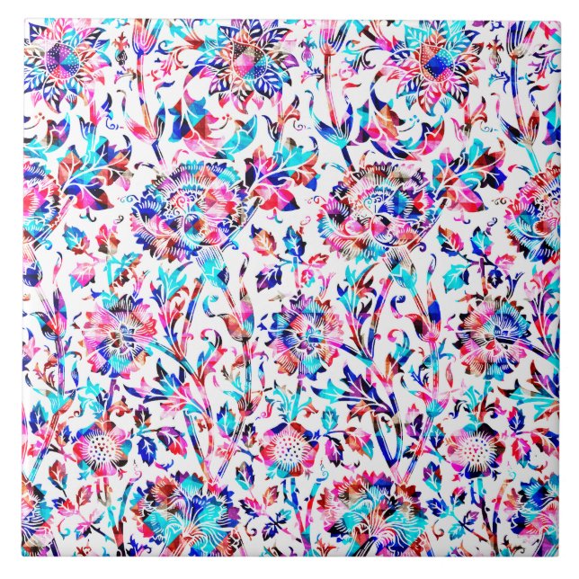 Cute colourful floral design tile (Front)