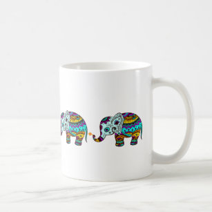Cute Colourful Floral Elephant Design Coffee Mug