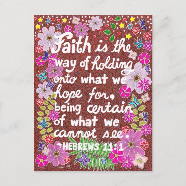 Cute Colourful Floral Faith Bible Verse Postcard (Front)