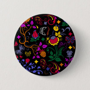 Cute colourful floral pattern 6 cm round badge