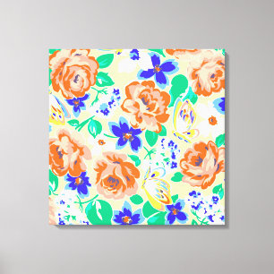 Cute colourful floral pattern canvas print