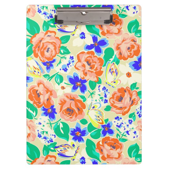 Cute colourful floral pattern clipboard (Front)