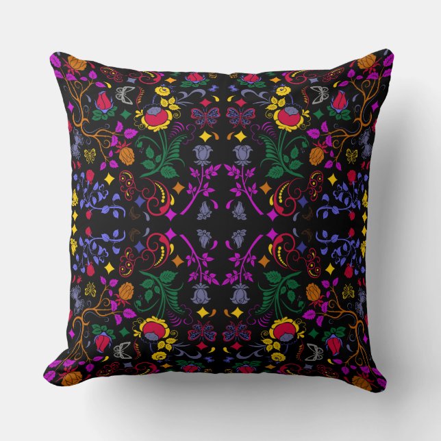 Cute colourful floral pattern  cushion (Front)