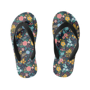 Cute Colourful Floral Pattern Kid's Jandals