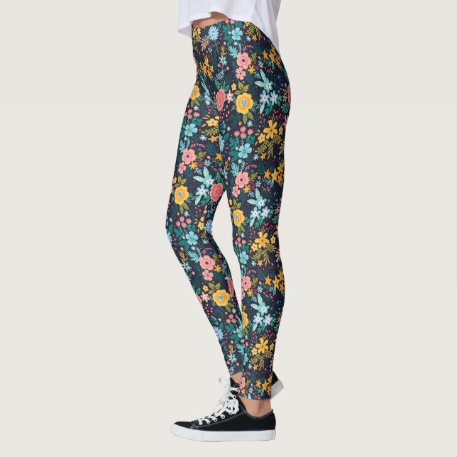Cute Colourful Floral Pattern Leggings (Left)