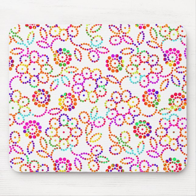 Cute colourful floral pattern mouse pad (Front)