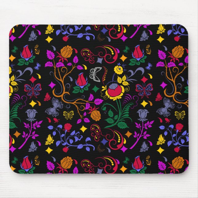 Cute colourful floral pattern  mouse pad (Front)