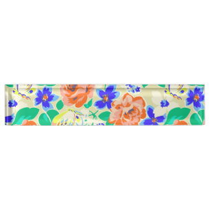 Cute colourful floral pattern nameplate