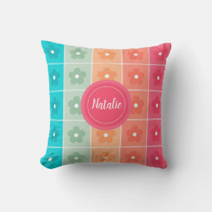Cute Colourful Floral Pattern Personalised Cushion