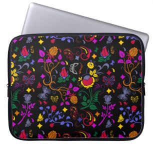 Cute colourful floral pattern throw pillow laptop sleeve