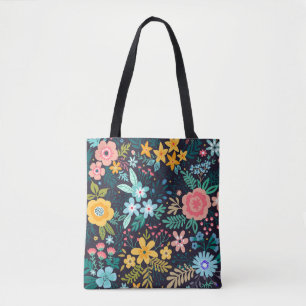 Cute Colourful Floral Pattern Tote Bag