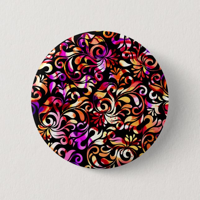 Cute colourful floral patterns 6 cm round badge (Front)