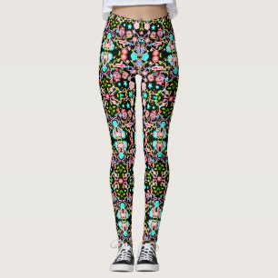 Cute colourful floral skull leggings