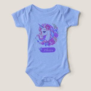 Cute colourful floral unicorn personalised girl bo