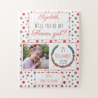 Cute Colourful Floral Will You Be My Flower Girl Jigsaw Puzzle