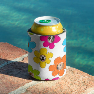 Cute colourful flower Dog Mum Fun Photo Collage Can Cooler