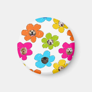 Cute colourful flower Dog Mum Fun Photo Collage Magnet