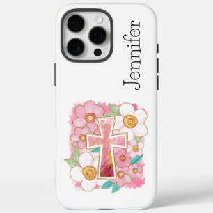 Cute Colourful Flower Faith Cross iPhone iPhone 16 Pro Max Case