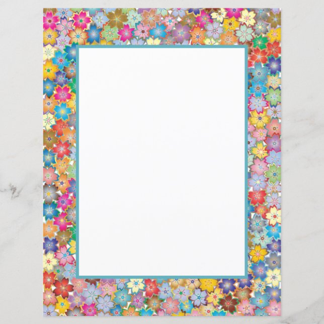 Cute Colourful Flower Frame Scrapbook Craft Paper (Front)