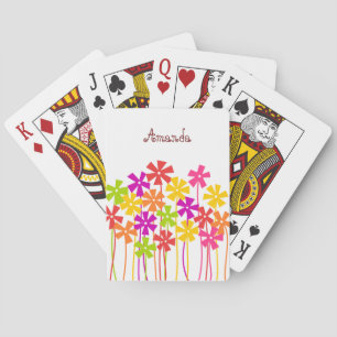 Cute colourful flower garden playing cards