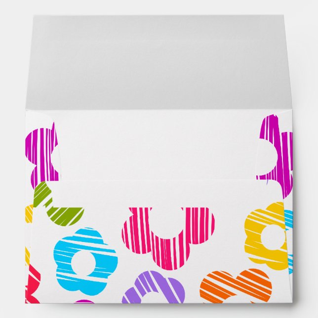 Cute colourful flower girly cheerful floral patter envelopes (Back (Bottom))