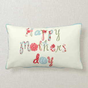 Cute Colourful Flower Letters-Happy Mothers Day 3 Lumbar Cushion