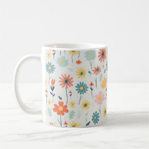 Cute Colourful Flower Pattern Coffee Mug
