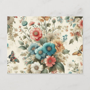 Cute colourful flower seamless pattern holiday postcard