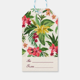 Cute Colourful Flowers And Green Leaves Gift Tags