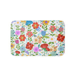 Cute Colourful Flowers Bath Mat