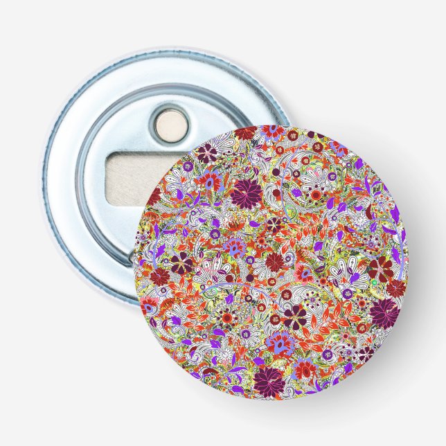 Cute colourful flowers collage design bottle opener (Front)