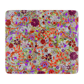 Cute colourful flowers collage design cutting board