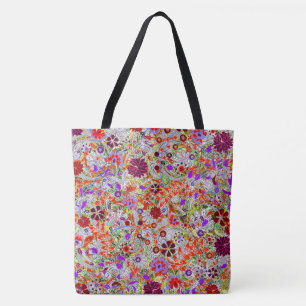 Cute colourful flowers collage design tote bag