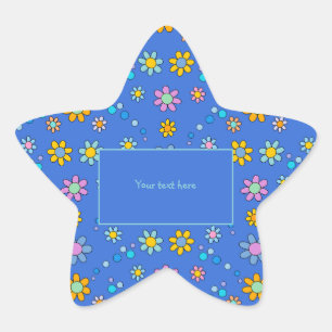 Cute colourful flowers design Bookmark Star Sticker
