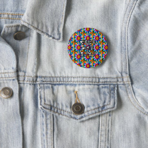 Cute Colourful Flowers Pattern 6 Cm Round Badge