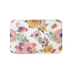 Cute Colourful Flowers Pattern Bath Mat