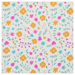 Cute colourful flowers pattern fabric
