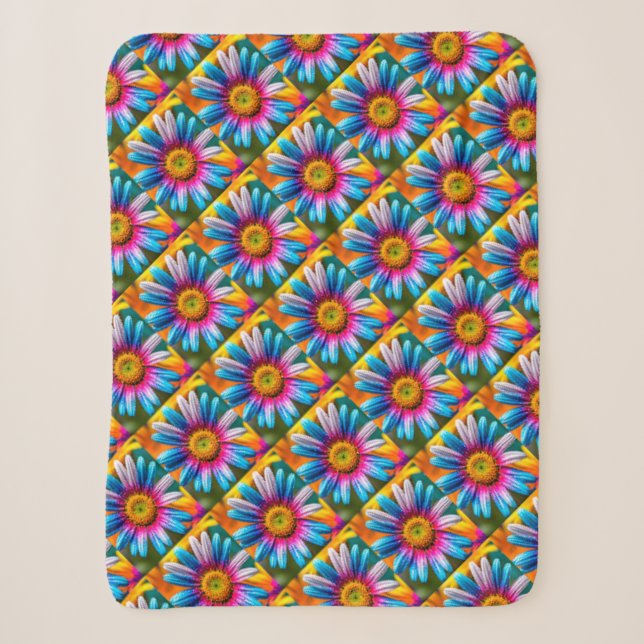 Cute Colourful Flowers Pattern Sherpa Blanket (Front)