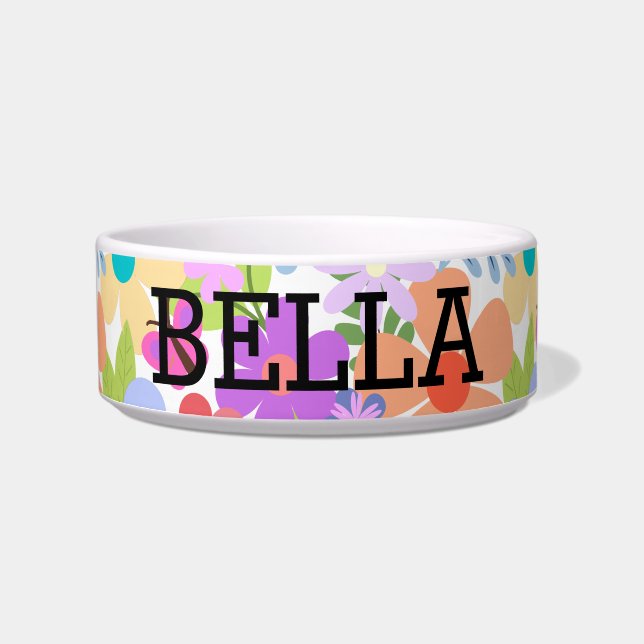 Cute Colourful Flowers Personalised Bowl (Front)