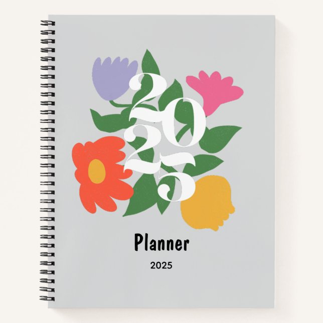 Cute Colourful Flowers Personalised Planner  Notebook (Front)