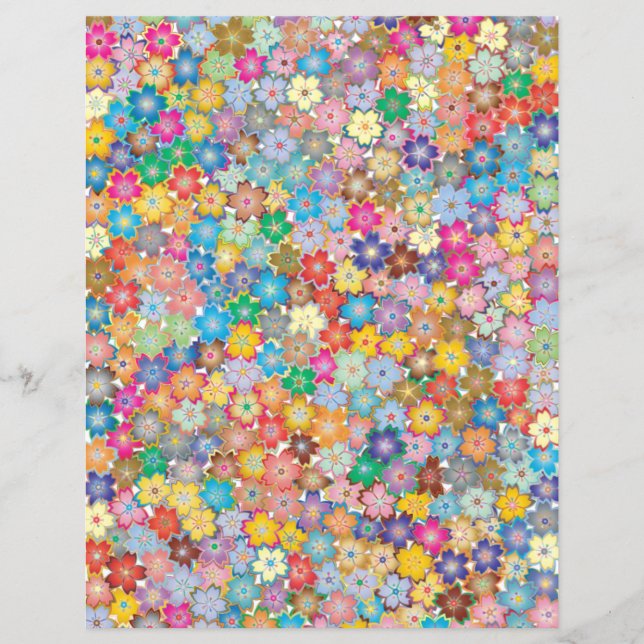 Cute Colourful Flowers Scrapbooking Craft Paper (Front)