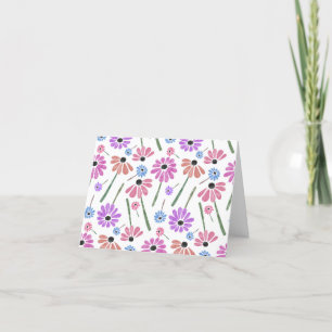 Cute Colourful Flowers Thank You Card